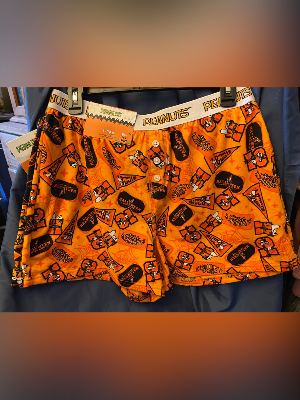 Peanuts - 2 Pack Women’s Sleep Shorts Orange & Black
